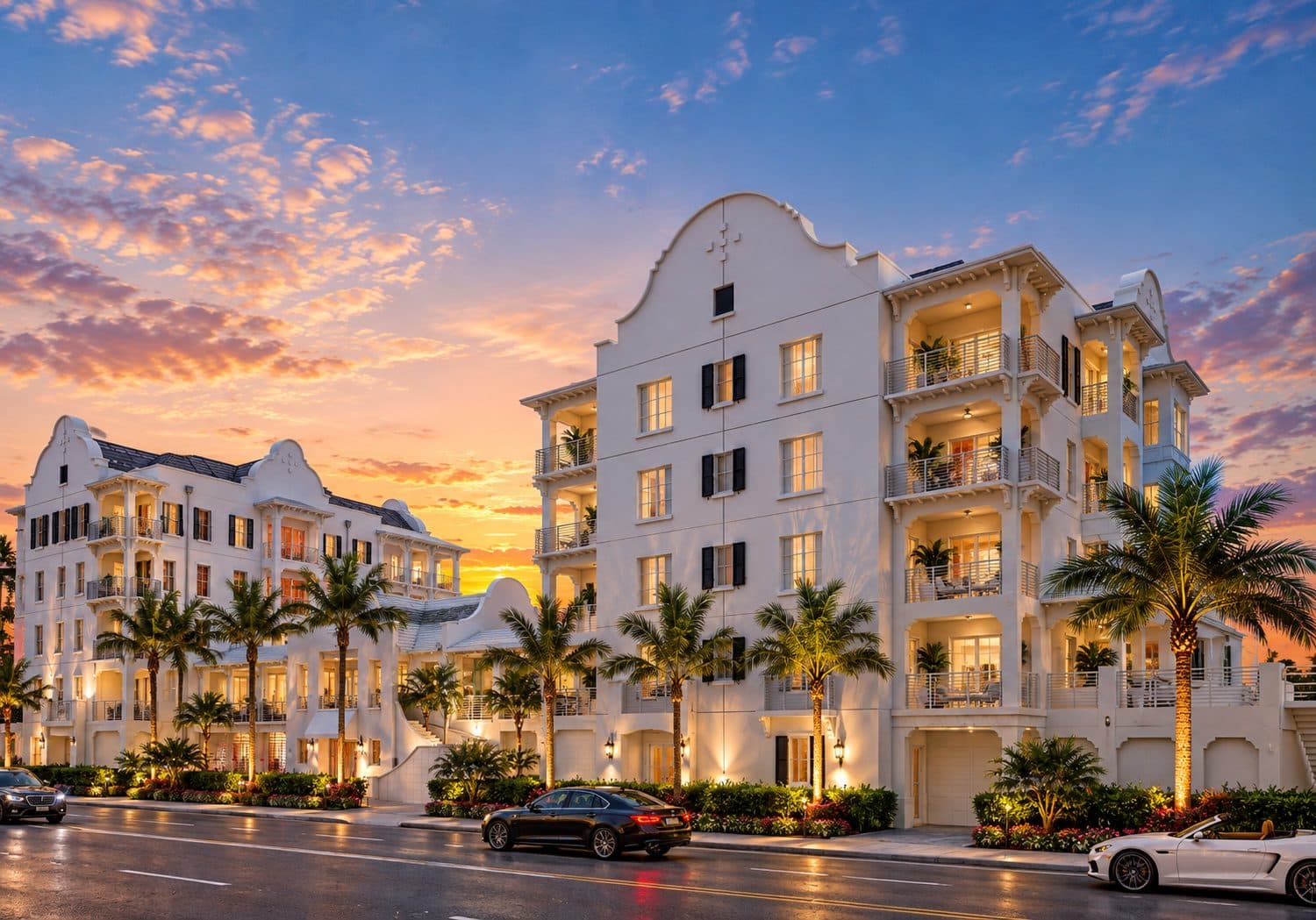 Brightwater Blue Resort waterfront elevation with balconies