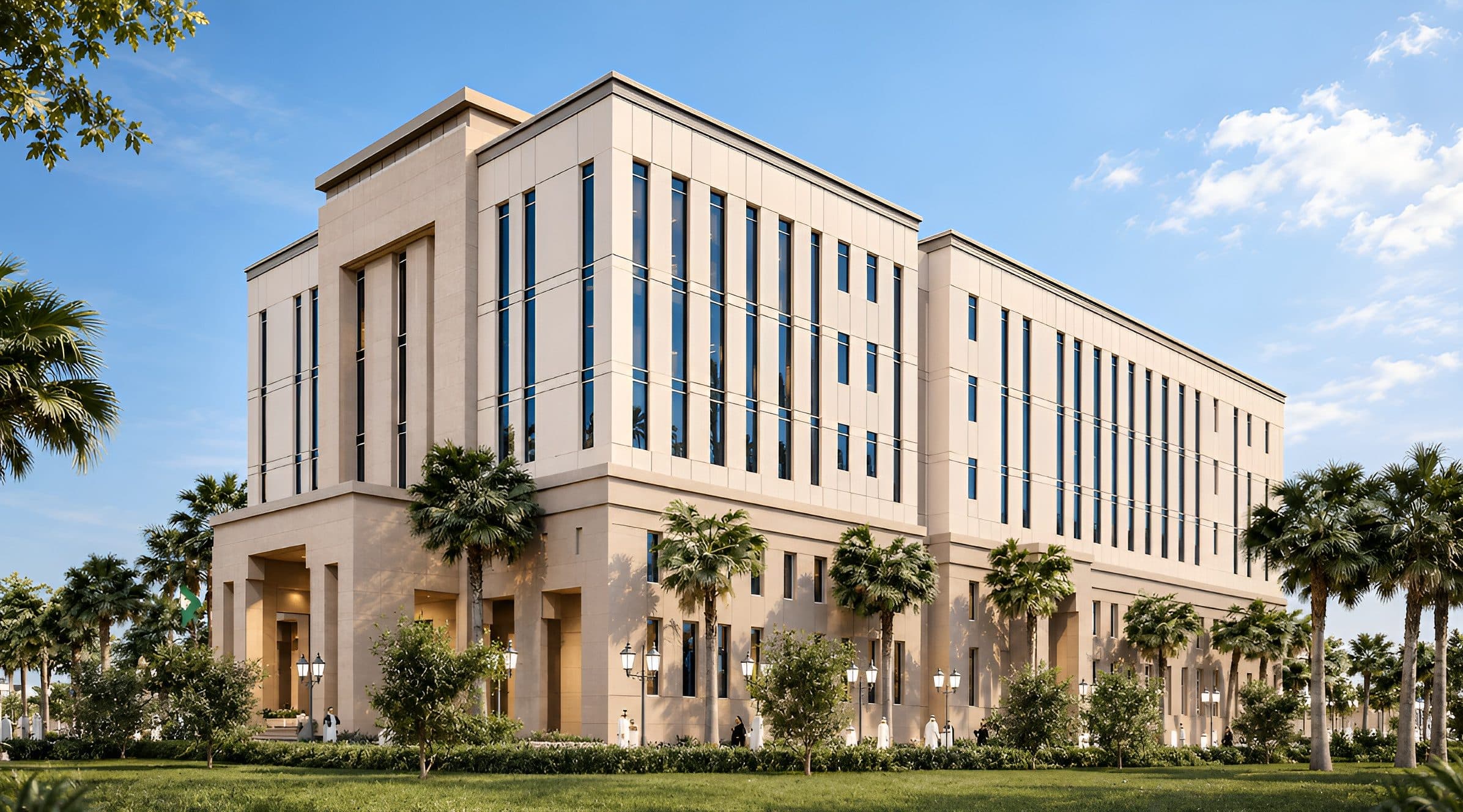 Environmental Health Lab facade with Saudi marble cladding
