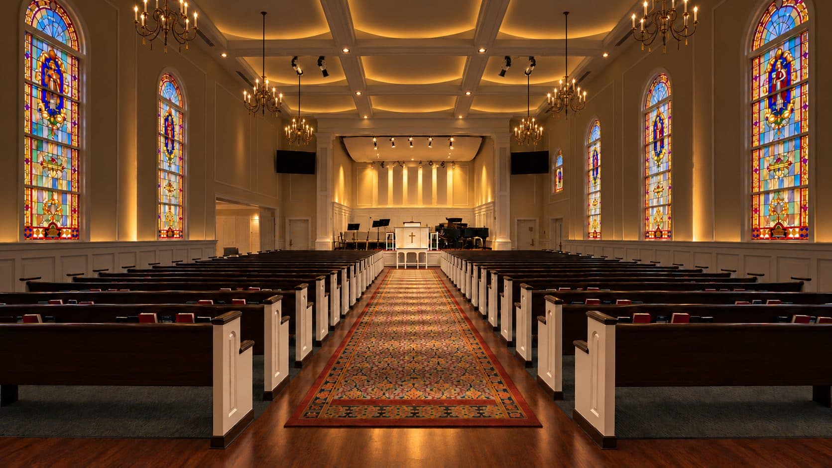 First Presbyterian Church renovated interior sanctuary