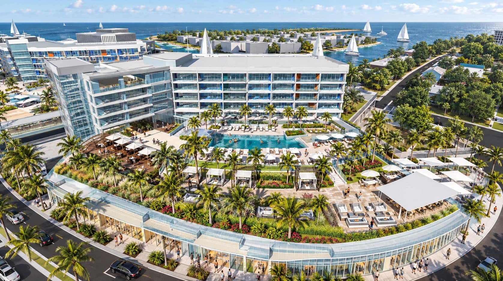 Johns Pass multi-use waterfront development aerial rendering