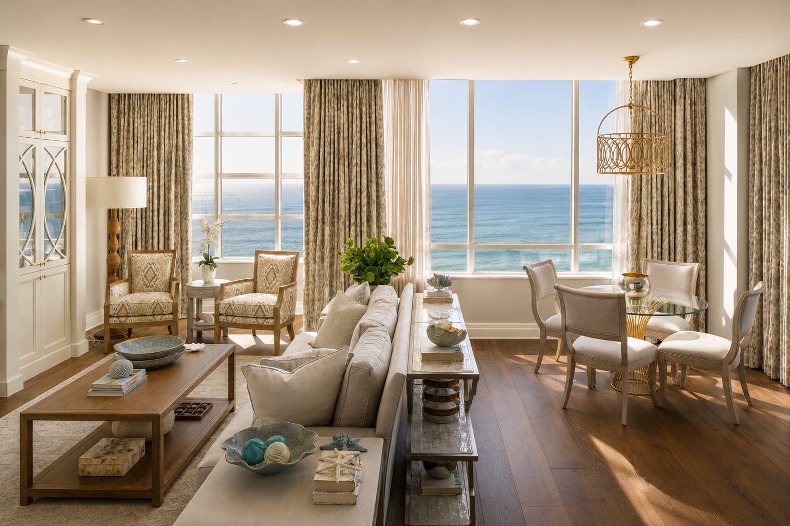 The Bellevue living room with Gulf views