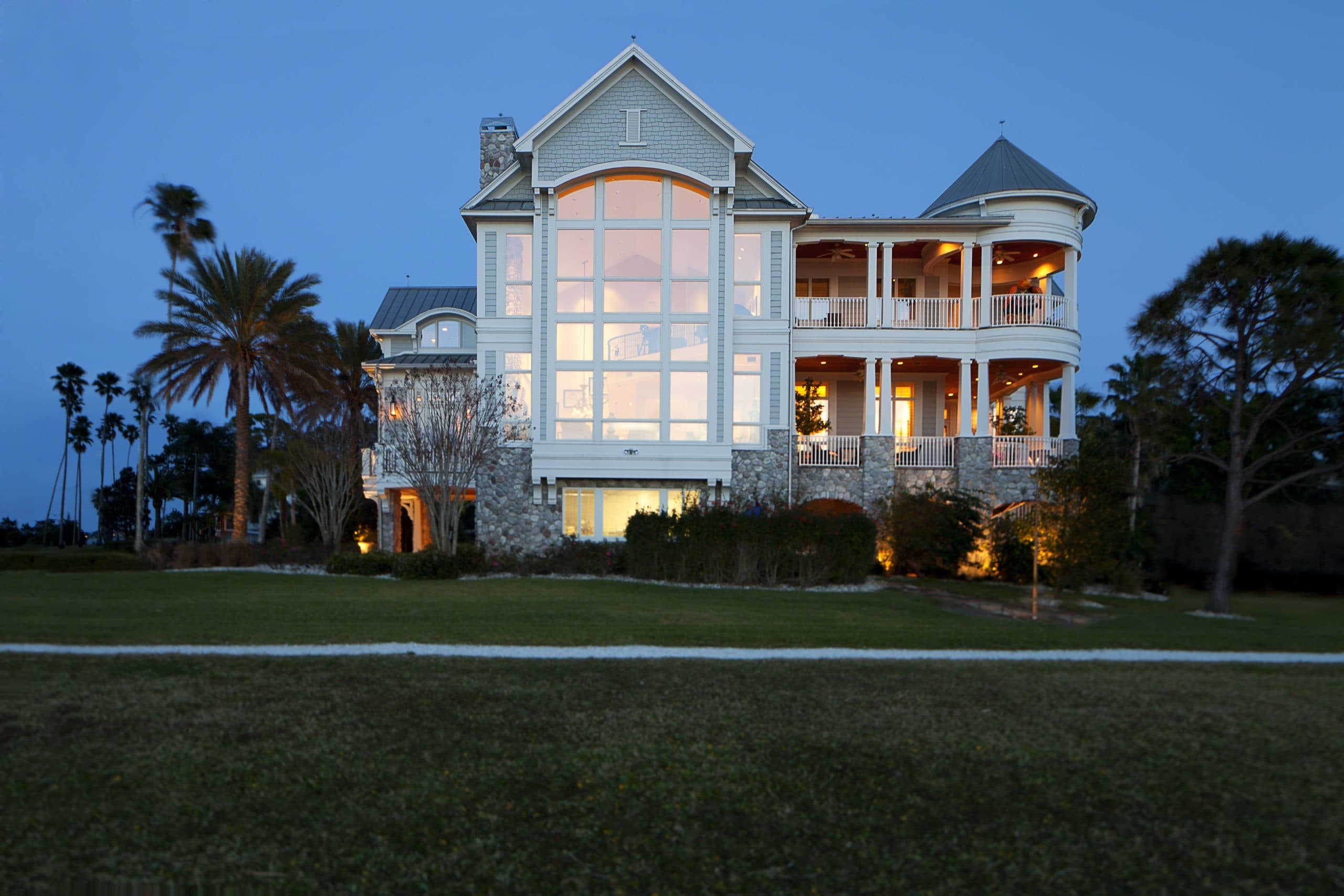 Crystal Tower exterior at dusk