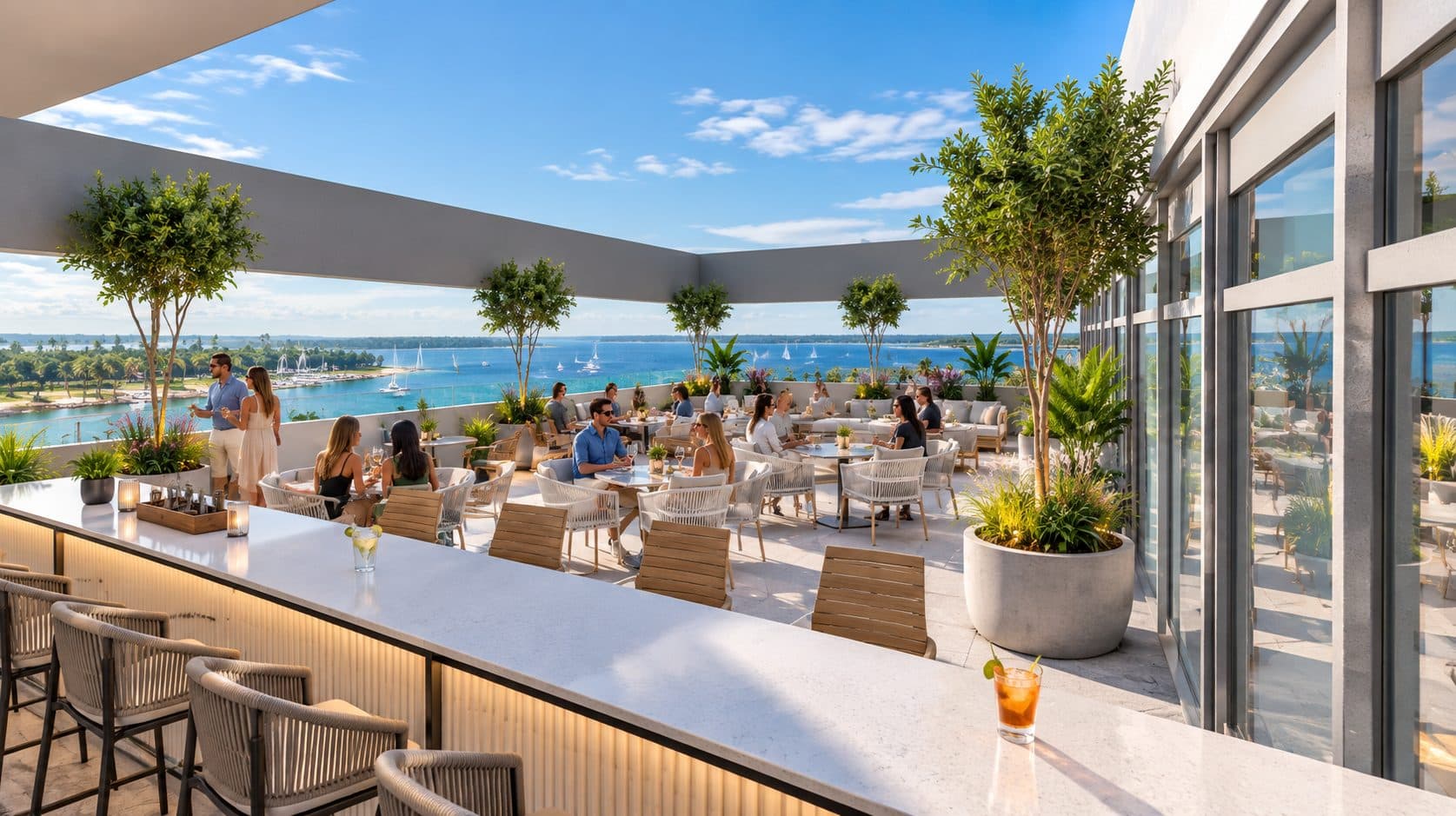 Johns Pass six-story residential and restaurant complex streetview rendering