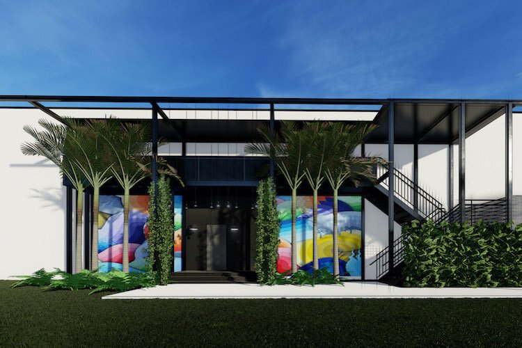 Entrance to Fairgrounds, an immersive art experience in South St. Pete designed by Behar Peteranecz Architecture